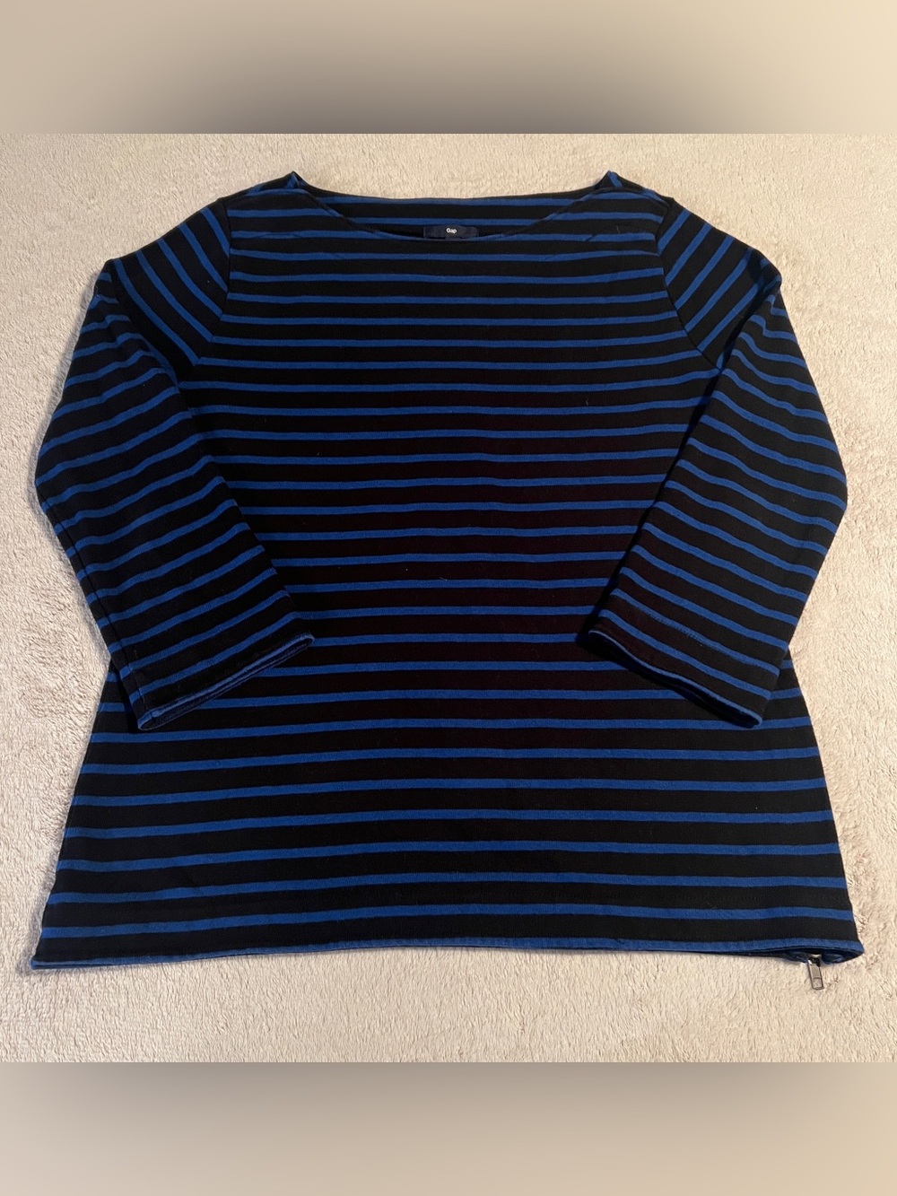 GAP Women’s Royal Blue Black Striped Sweater Zipper Medium